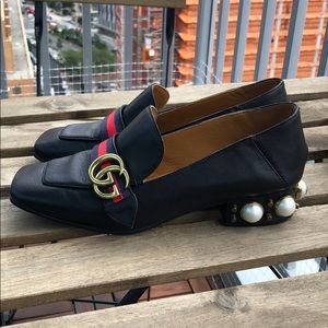 Gucci pearl bottom loafers